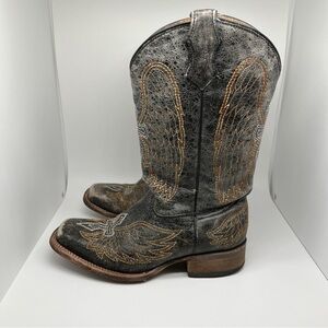 Teens Corral Leather Boots Size 4